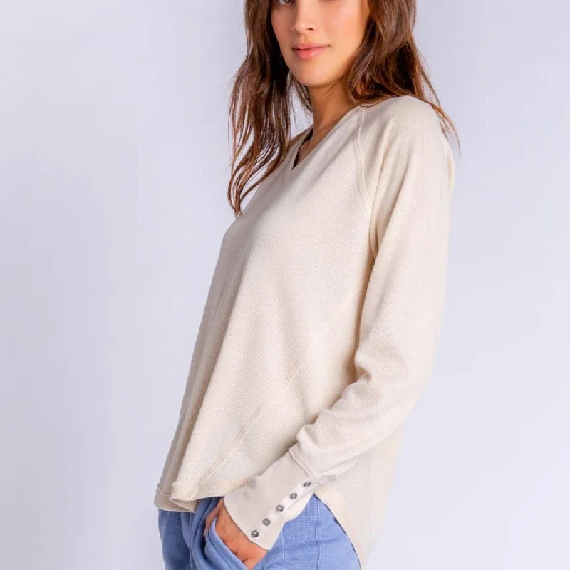 Fade Away Solid Long Sleeve Top (Stone)