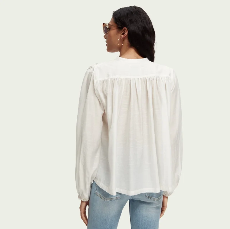 Loose Fit Embroidered Shirt (Off White)