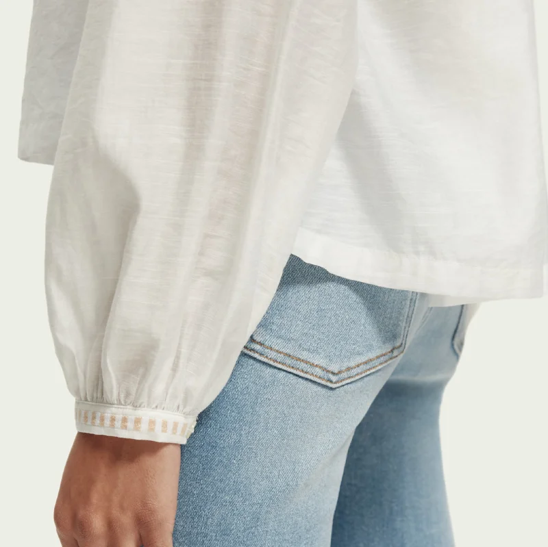 Loose Fit Embroidered Shirt (Off White)