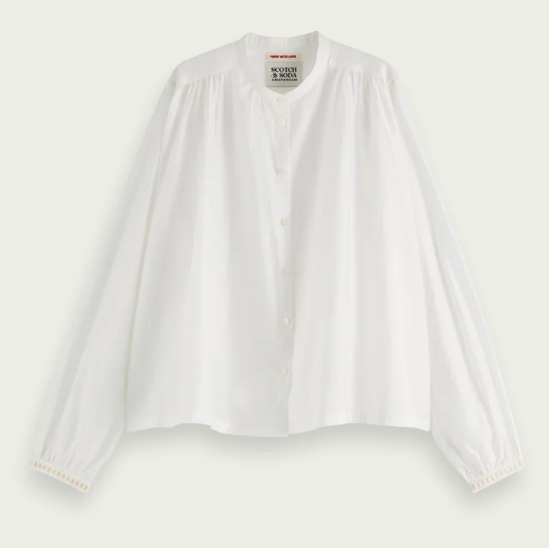 Loose Fit Embroidered Shirt (Off White)