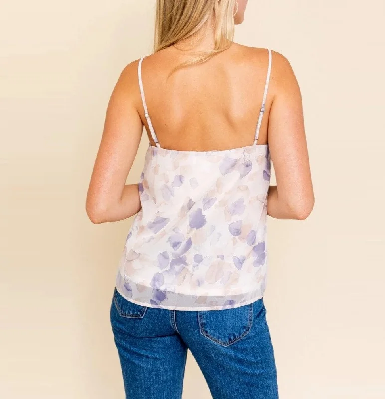 Sleeveless V-Neck Abstract Print Top (Ivory + Abstract)