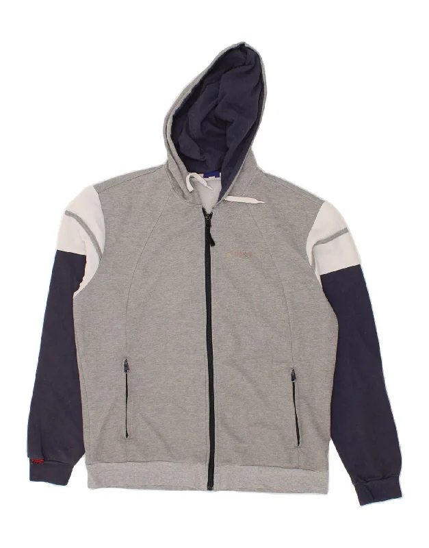 ASICS Mens Zip Hoodie Sweater Large Grey Colourblock Cotton