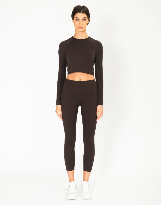 Aurora Long Sleeve Crop Tee in Espresso