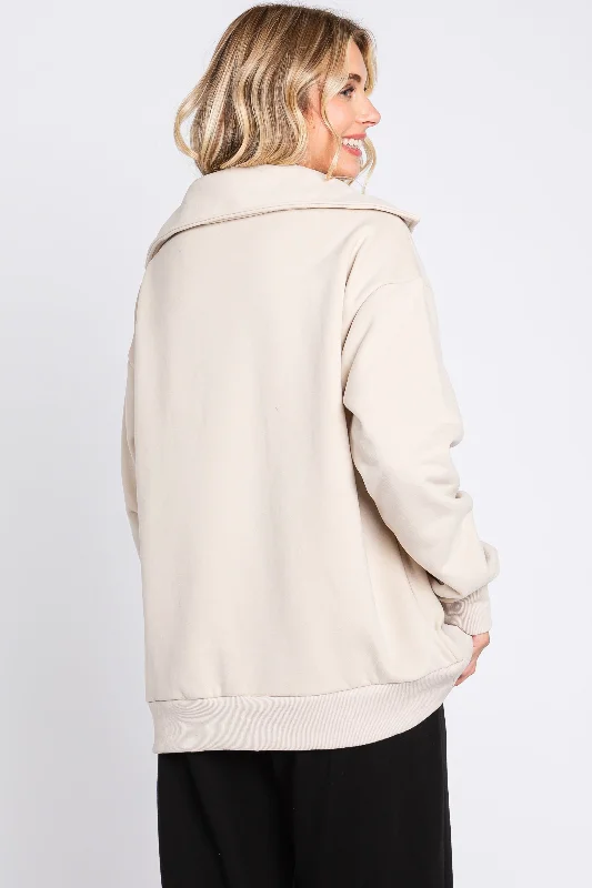 Beige Collared Pullover