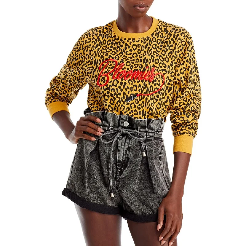 Bloomies Womens Animal Print Cozy Sweatshirt