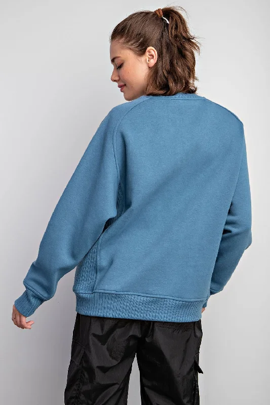 Blue Pullover Terry Crewneck