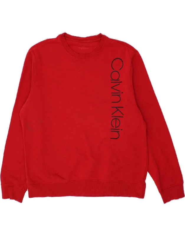 CALVIN KLEIN Mens Graphic Sweatshirt Jumper XL Red