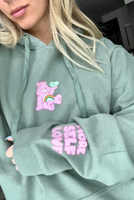 Cheer Bear More Self Love Hoodie - Sage