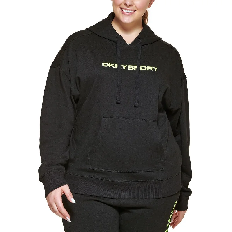 DKNY Sport Womens Plus French Terry Logo Hoodie