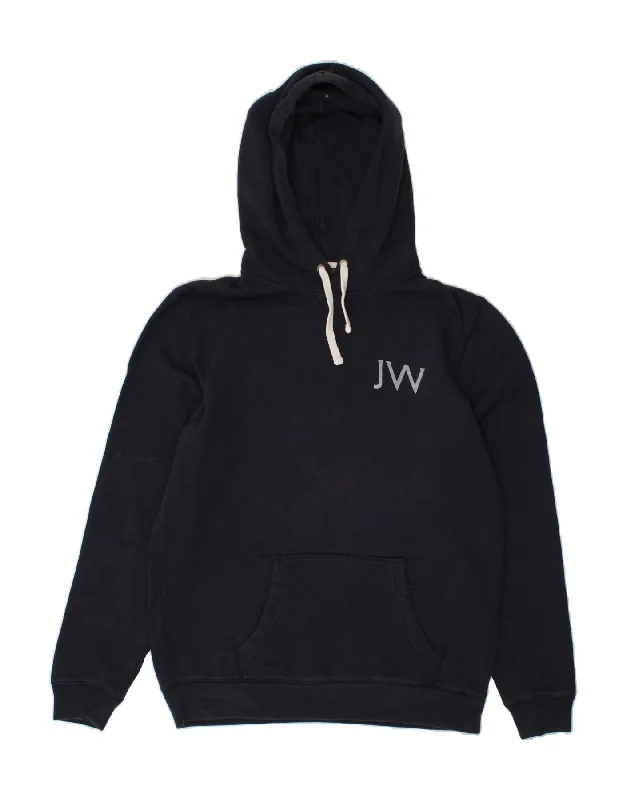 JACK WILLS Mens Graphic Hoodie Jumper Medium Navy Blue Cotton