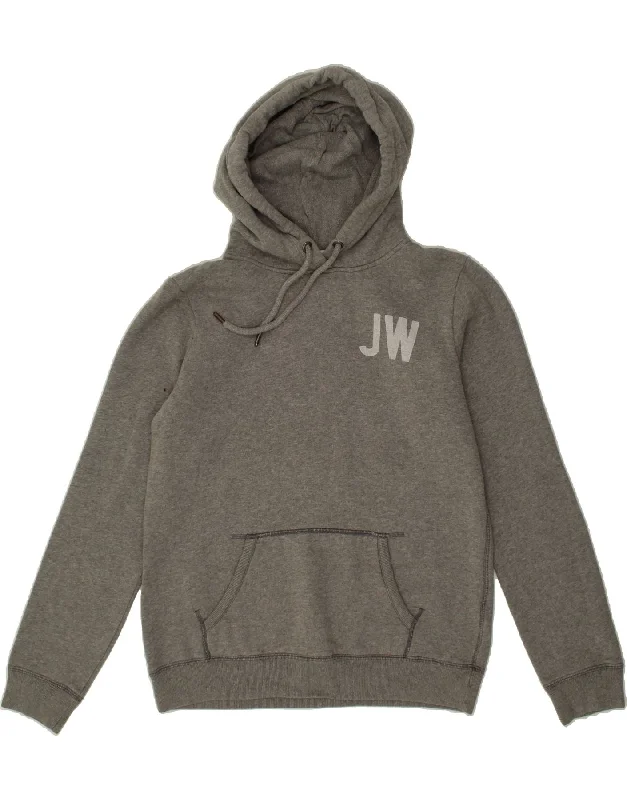 JACK WILLS Womens Graphic Hoodie Jumper UK 12 Medium  Grey Cotton