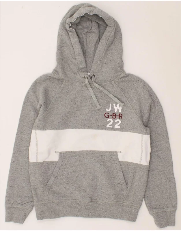 JACK WILLS Womens Oversized Graphic Hoodie Jumper UK 10 Small Grey Flecked