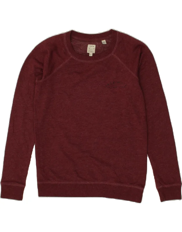 JACK WILLS Womens Sweatshirt Jumper UK 8 Small  Burgundy Cotton