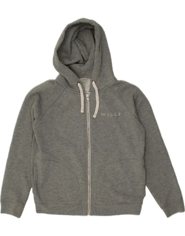 JACK WILLS Womens Zip Hoodie Sweater UK 12 medium  Grey Cotton