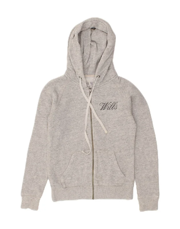 JACK WILLS Womens Zip Hoodie Sweater UK 6 XS Grey