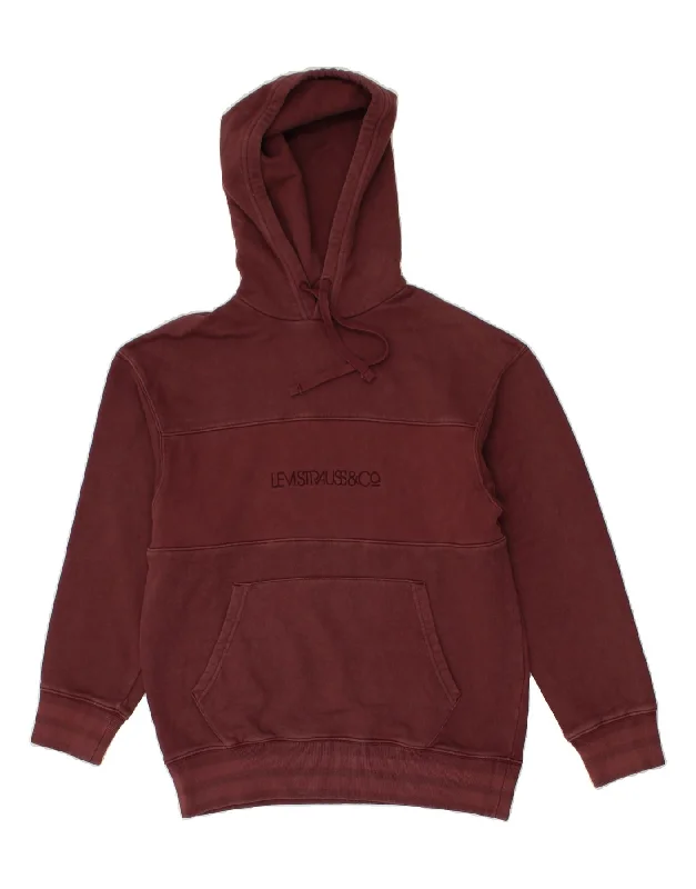 LEVI'S Mens Graphic Relaxed Fit Hoodie Jumper Small Burgundy