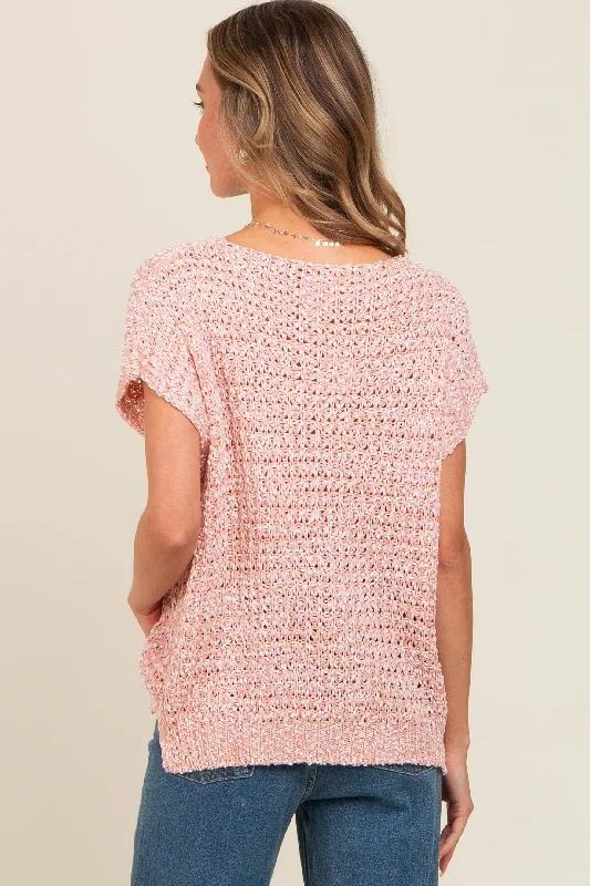 Light Pink V-Neck Sweater Top