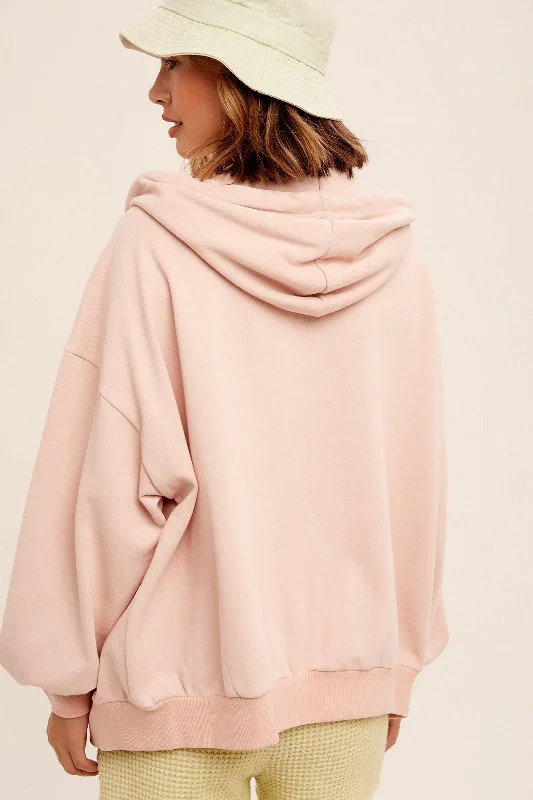 Light Pink Zipper Hooded Jacket