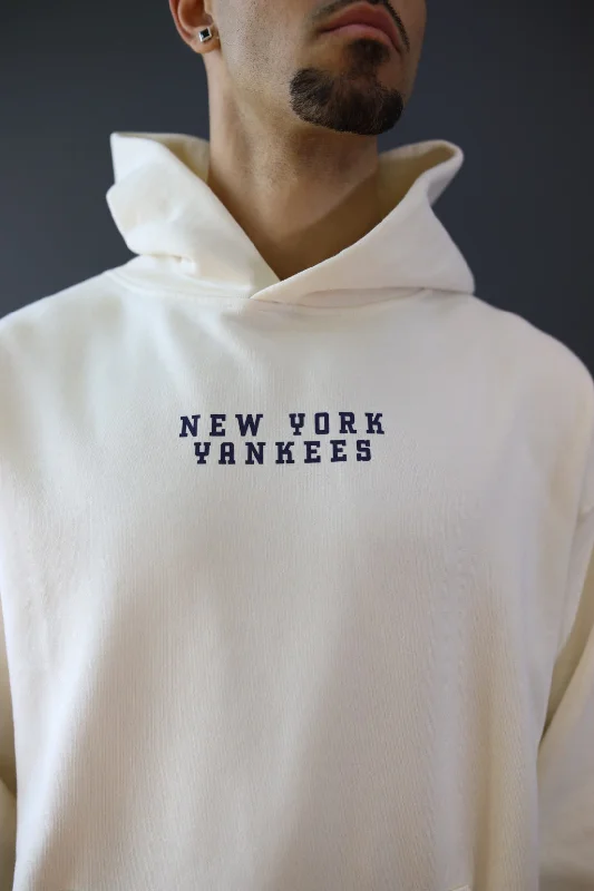 New York Yankees Heavyweight Hoodie - Ivory