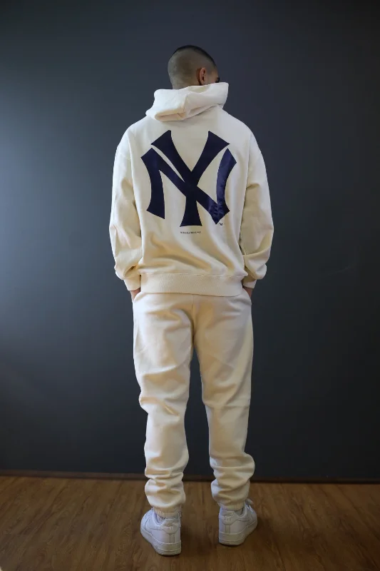 New York Yankees Heavyweight Hoodie - Ivory