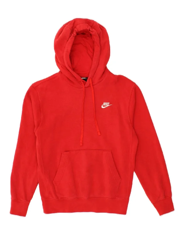 NIKE Womens Oversized Hoodie Jumper UK 6 XS Red Cotton