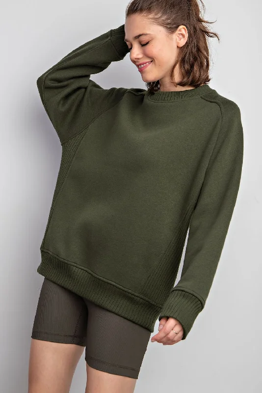 Olive Pullover Terry Crewneck