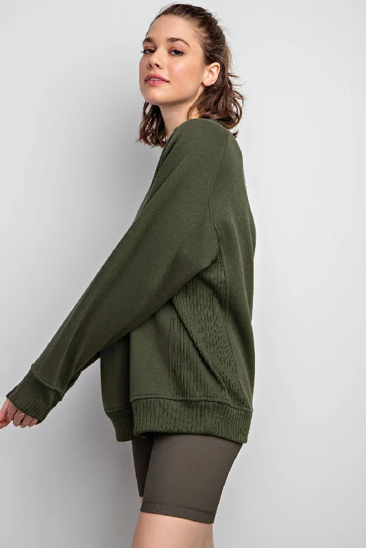 Olive Pullover Terry Crewneck