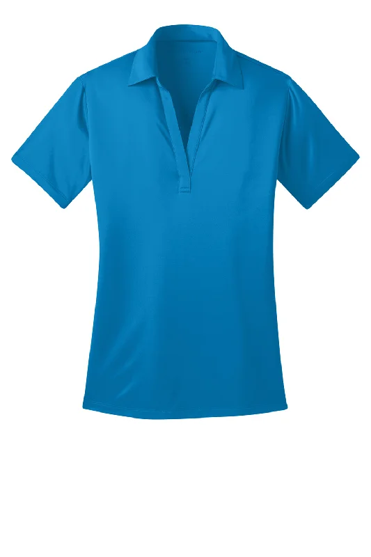 Port Authority Womens Silk Touch Performance Moisture Wicking Short Sleeve Polo Shirt - Brilliant Blue