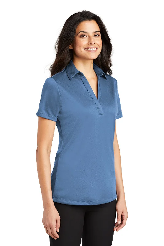 Port Authority Womens Silk Touch Performance Moisture Wicking Short Sleeve Polo Shirt - Carolina Blue