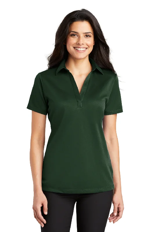 Port Authority Womens Silk Touch Performance Moisture Wicking Short Sleeve Polo Shirt - Dark Green