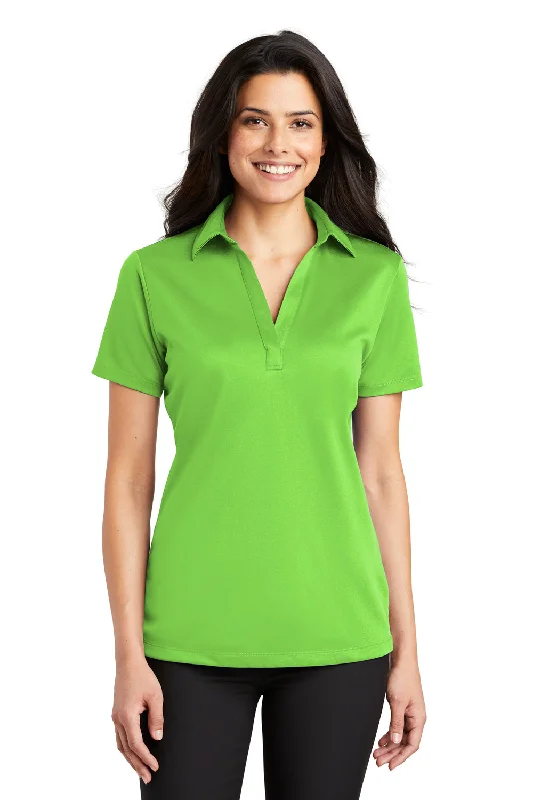 Port Authority Womens Silk Touch Performance Moisture Wicking Short Sleeve Polo Shirt - Lime Green