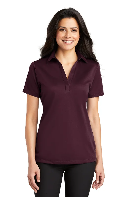 Port Authority Womens Silk Touch Performance Moisture Wicking Short Sleeve Polo Shirt - Maroon