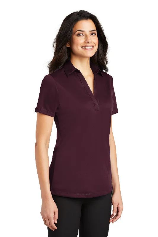 Port Authority Womens Silk Touch Performance Moisture Wicking Short Sleeve Polo Shirt - Maroon