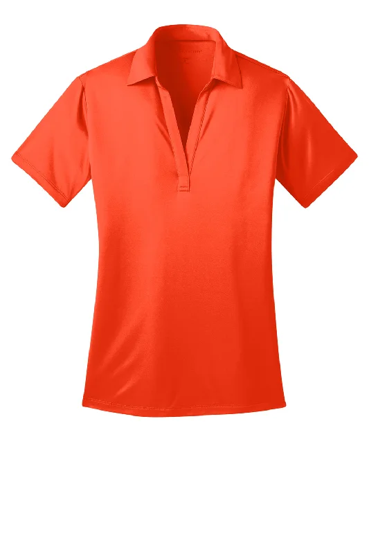 Port Authority Womens Silk Touch Performance Moisture Wicking Short Sleeve Polo Shirt - Neon Orange