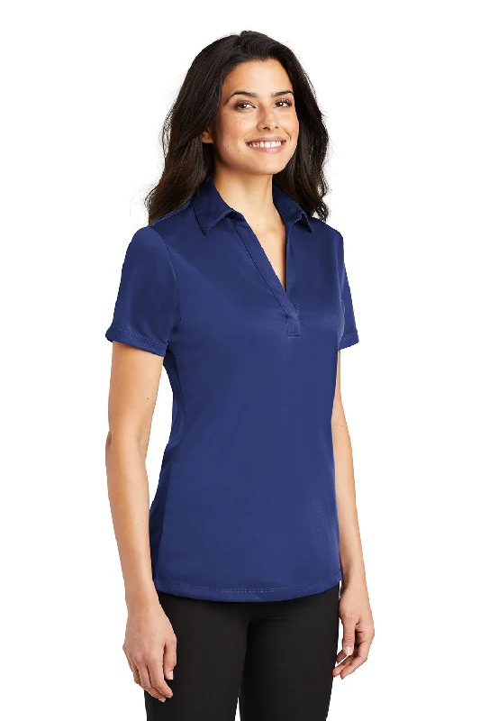 Port Authority Womens Silk Touch Performance Moisture Wicking Short Sleeve Polo Shirt - Royal Blue