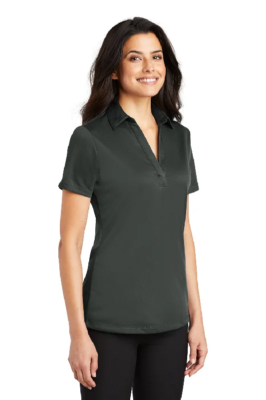 Port Authority Womens Silk Touch Performance Moisture Wicking Short Sleeve Polo Shirt - Steel Grey