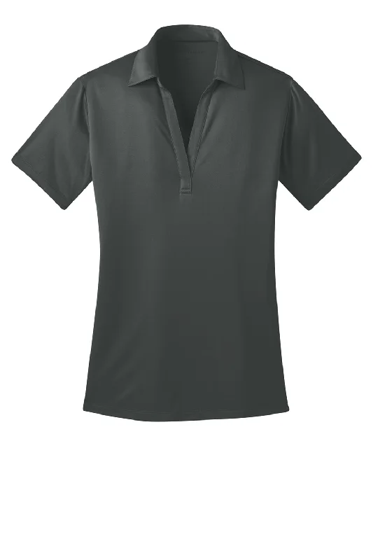 Port Authority Womens Silk Touch Performance Moisture Wicking Short Sleeve Polo Shirt - Steel Grey