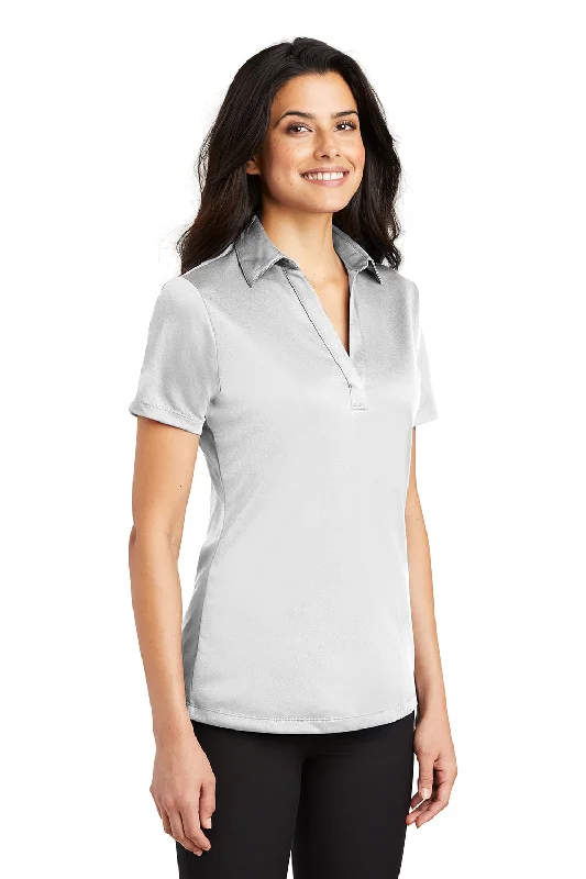 Port Authority Womens Silk Touch Performance Moisture Wicking Short Sleeve Polo Shirt - White