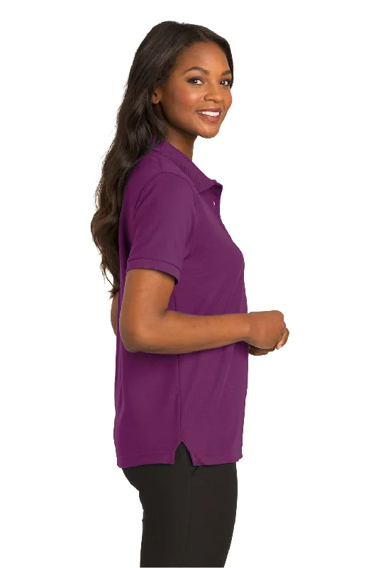 Port Authority Womens Silk Touch Wrinkle Resistant Short Sleeve Polo Shirt - Deep Berry Purple