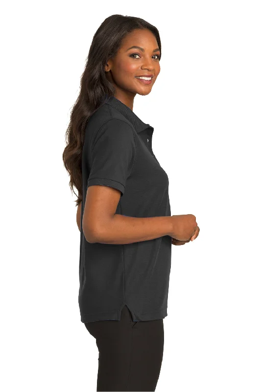 Port Authority Womens Silk Touch Wrinkle Resistant Short Sleeve Polo Shirt - Black