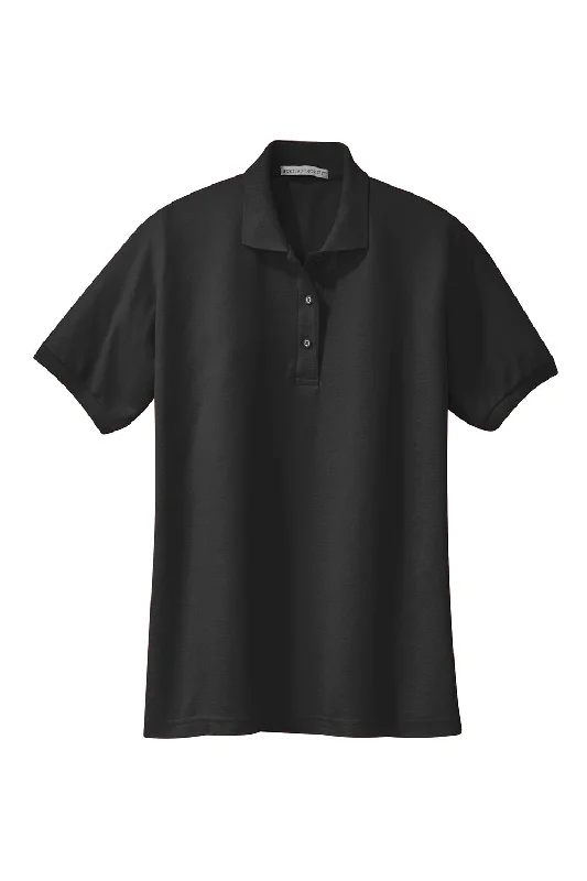 Port Authority Womens Silk Touch Wrinkle Resistant Short Sleeve Polo Shirt - Black