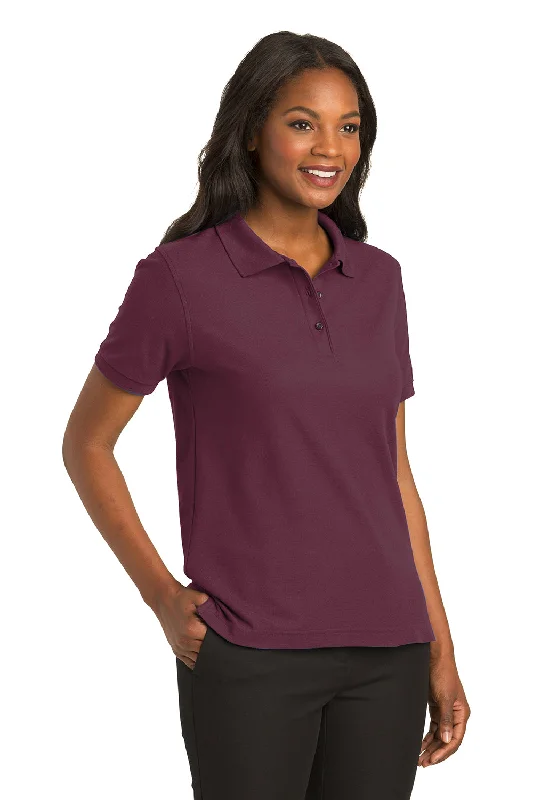 Port Authority Womens Silk Touch Wrinkle Resistant Short Sleeve Polo Shirt - Burgundy