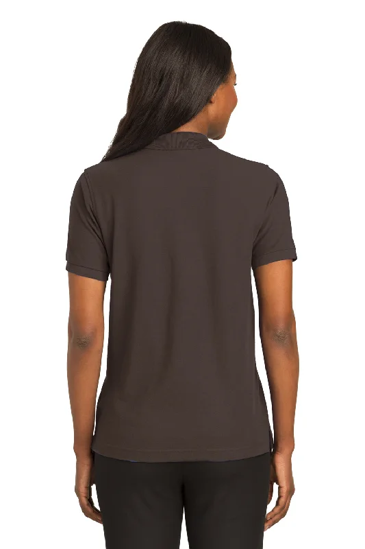 Port Authority Womens Silk Touch Wrinkle Resistant Short Sleeve Polo Shirt - Coffee Bean Brown