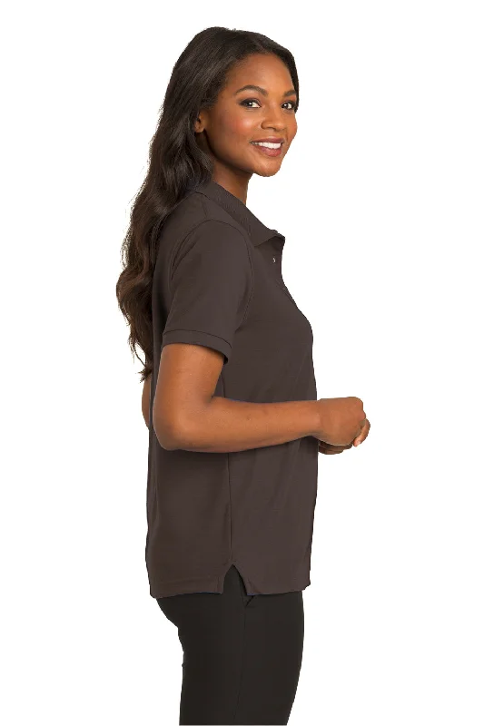 Port Authority Womens Silk Touch Wrinkle Resistant Short Sleeve Polo Shirt - Coffee Bean Brown