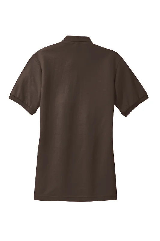 Port Authority Womens Silk Touch Wrinkle Resistant Short Sleeve Polo Shirt - Coffee Bean Brown