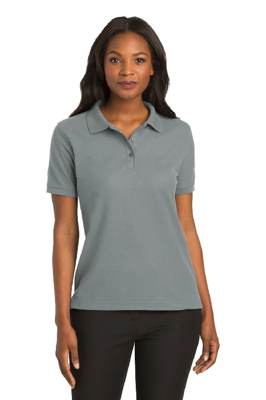 Port Authority Womens Silk Touch Wrinkle Resistant Short Sleeve Polo Shirt - Cool Grey