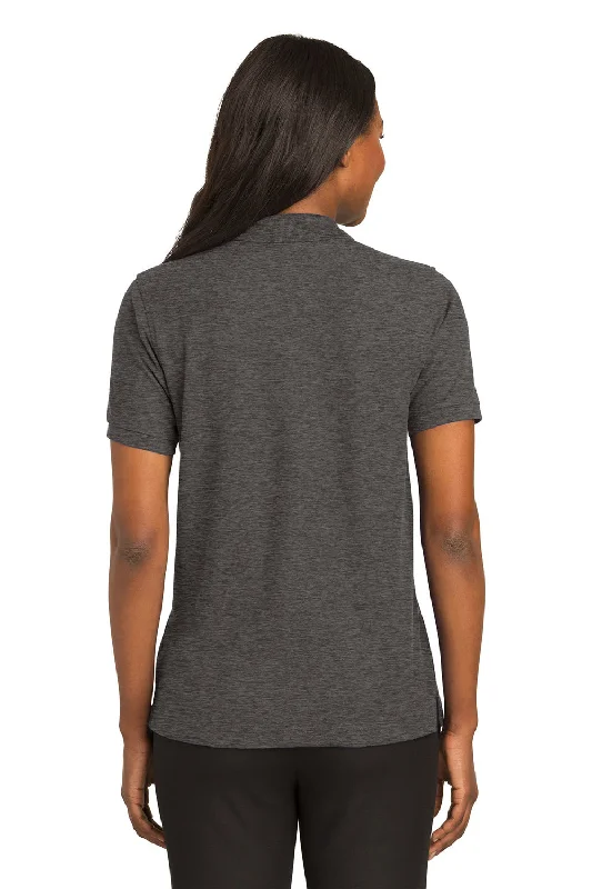 Port Authority Womens Silk Touch Wrinkle Resistant Short Sleeve Polo Shirt - Heather Charcoal Grey