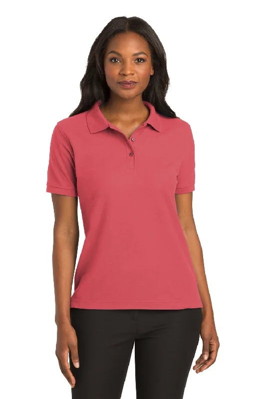 Port Authority Womens Silk Touch Wrinkle Resistant Short Sleeve Polo Shirt - Hibiscus Pink