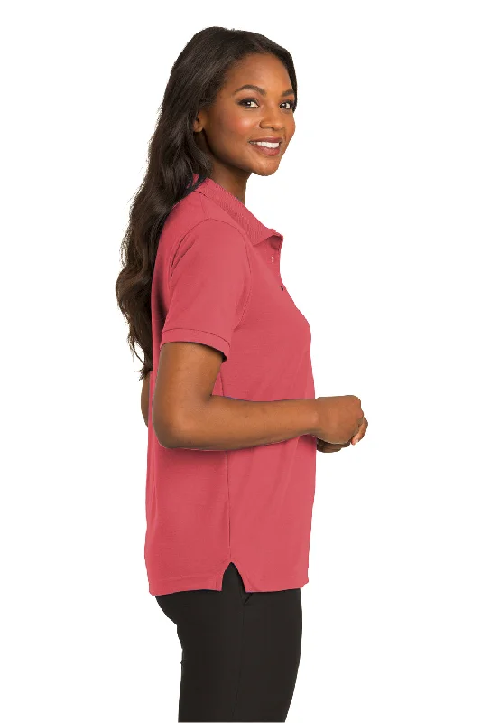 Port Authority Womens Silk Touch Wrinkle Resistant Short Sleeve Polo Shirt - Hibiscus Pink