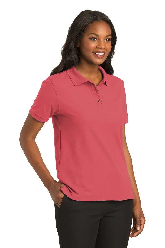 Port Authority Womens Silk Touch Wrinkle Resistant Short Sleeve Polo Shirt - Hibiscus Pink